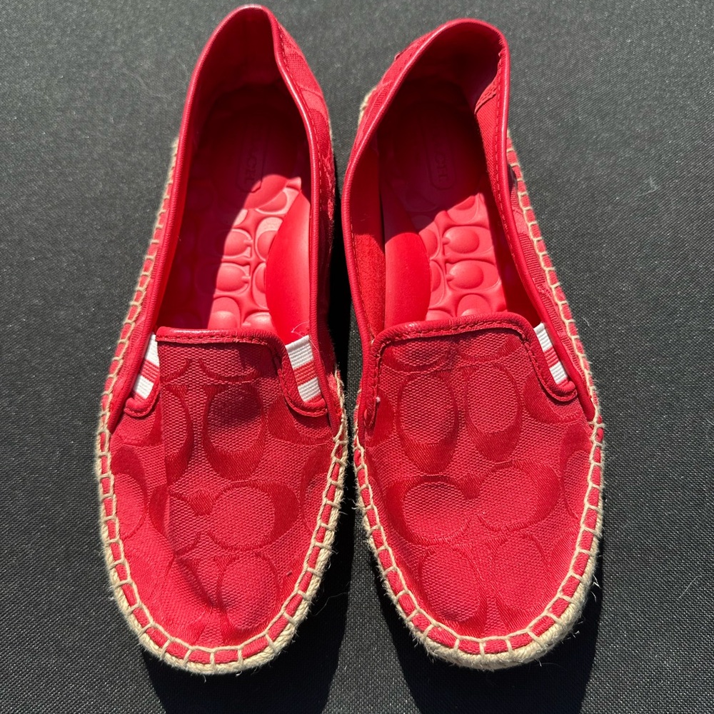 Coach Red Espadrille Casual Slip-Ons